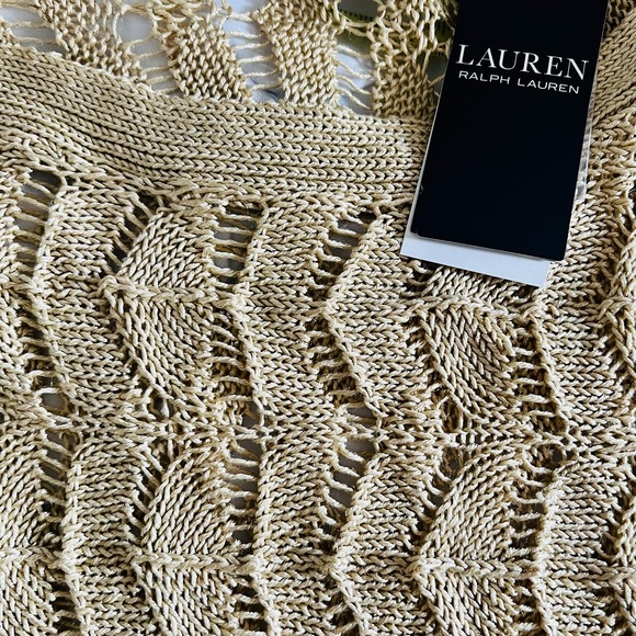 NWT Lauren Ralph Lauren Linen Blend Women Knit Poncho Gold Size S/M  $195 - Picture 10 of 16